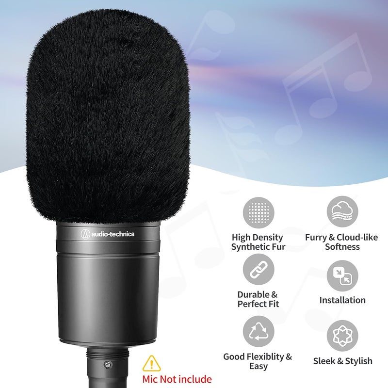 JYUVICT فلتر صوتي لميكروفون Audio-Technica AT2020، أغطية ميكروفون من الفوم مع غطاء رياح فروي فلتر تسجيل صوتي وعزل الضوضاء لـ AT2020USB AT2035 AT2040 AT2050 ATR2500 ATR2500X AT4040 - Image 5
